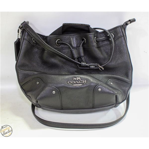 GENUINE COACH BLACK LEATHER SHOULDER BAG