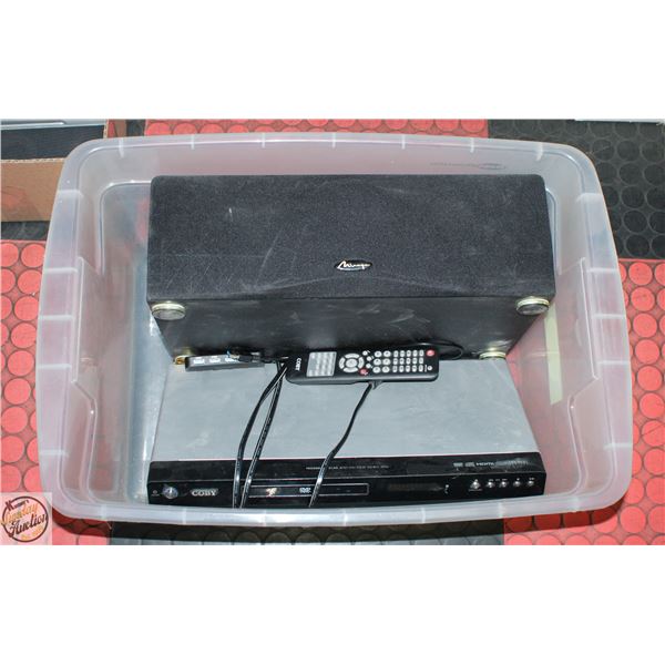 COBY DVD PLAYER WITH REMOTE + MORE IN TOTE