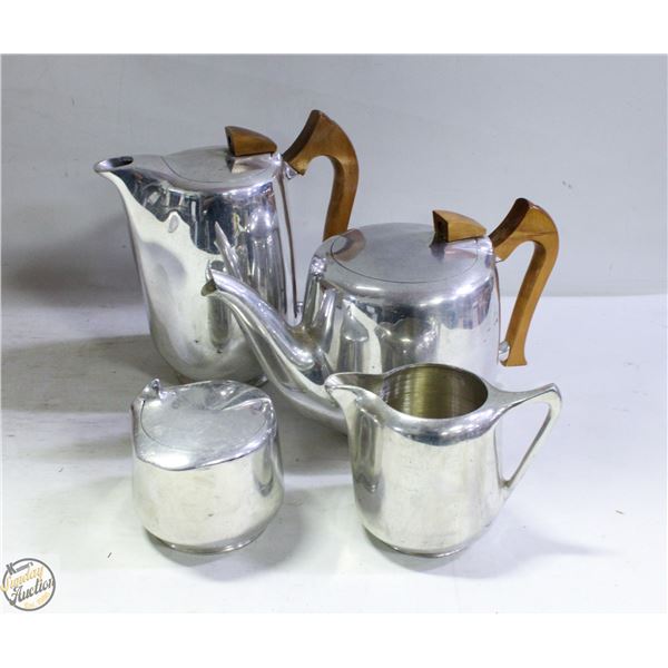 SET OF ALUMINUM COFFEE TEA CREAM SUGAR SERVINGWARE