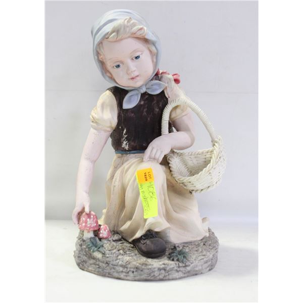 "CUTE" GIRL PICKING MUSHROOM GARDEN DECOR
