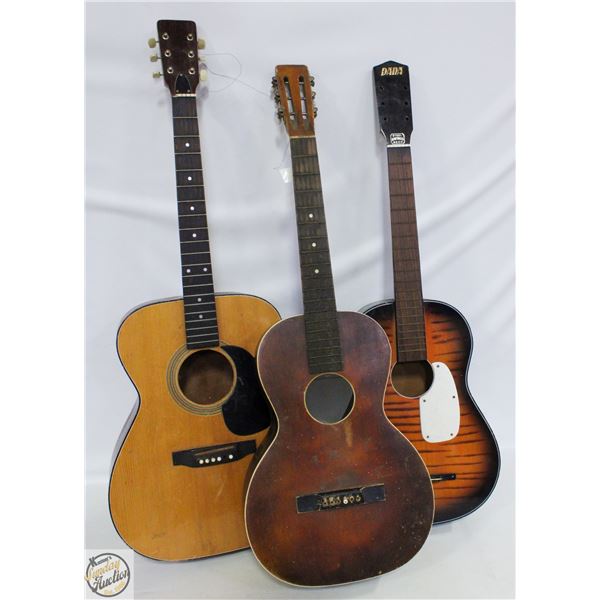 3 VINTAGE GUITARS TOGETHER NEED TLC-ESTATE