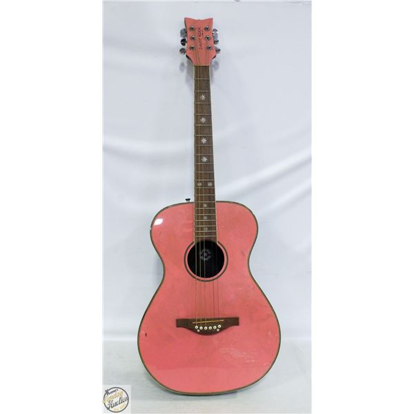 VINTAGE DAISY ROCK PINK ACOUSTIC GUITAR