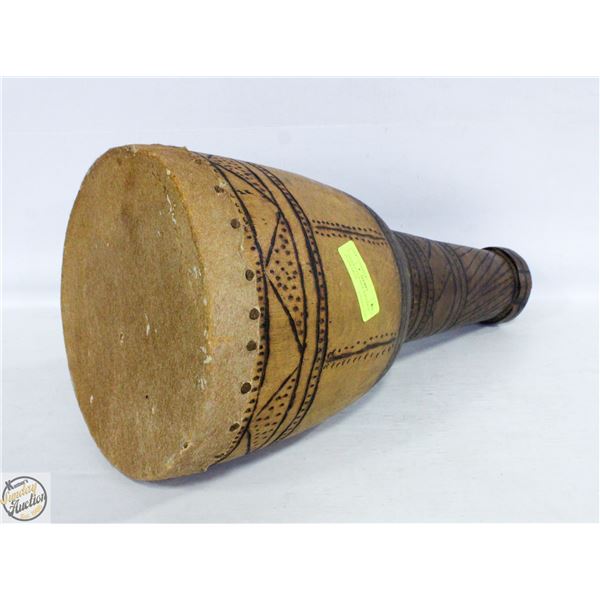 ANTIQUE LION HIDE TOP LARGE FLOOR DRUM