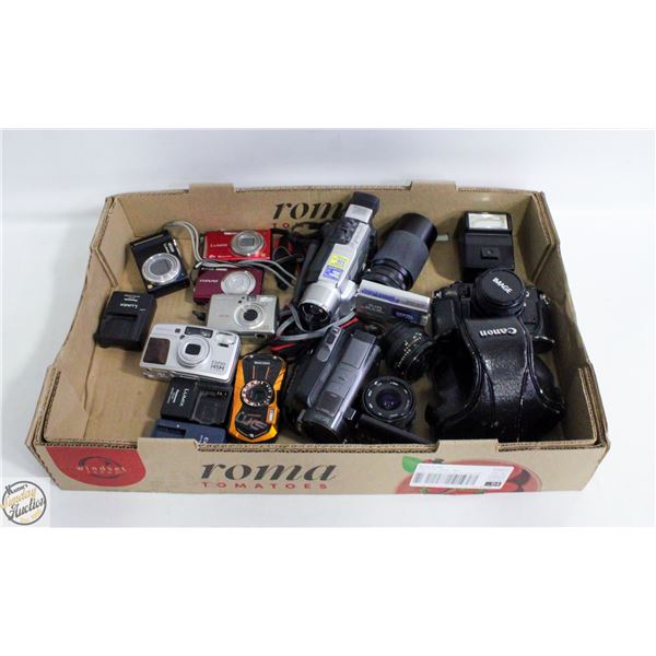 LOT OF VINTAGE & MODERN CAMCORDERS & CAMERAS