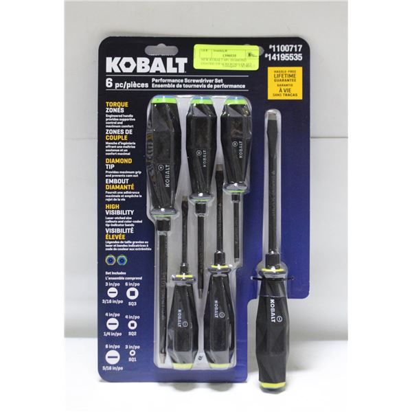 NEW KOBALT 6PC DIAMOND COATED TIP SCREWDRIVER SET