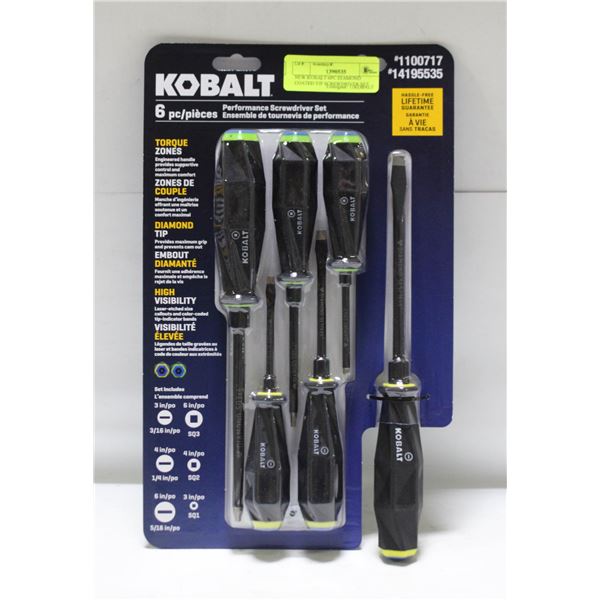 NEW KOBALT 6PC DIAMOND COATED TIP SCREWDRIVER SET