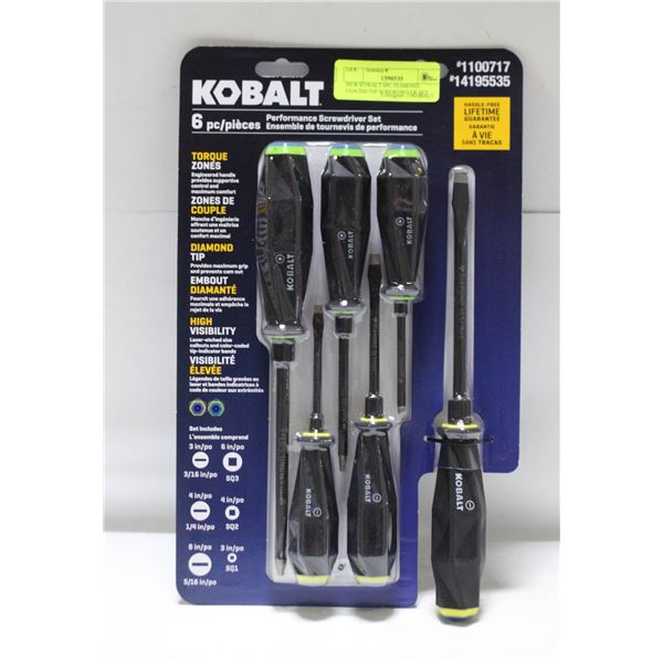 NEW KOBALT 6PC DIAMOND COATED TIP SCREWDRIVER SET