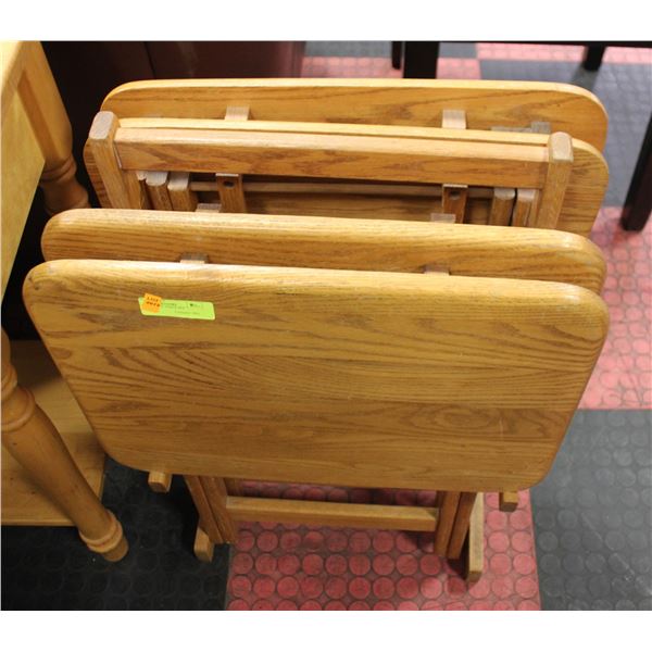 SOLID OAK TV TABLE SET