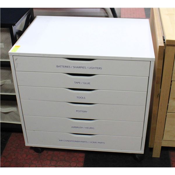 6 DRAWERS WHITE CABINET H-26" W-19" L-26.5"