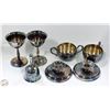 ESTATE SILVER PLATED DISHES + CANDLE STICKS