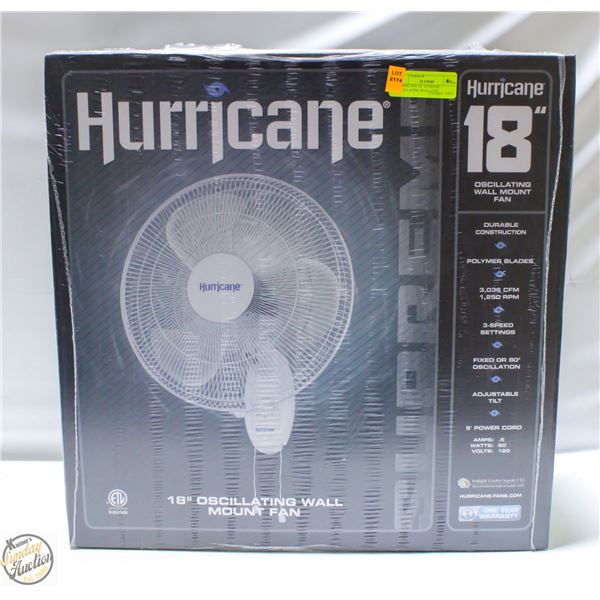 HURRICANE 18” SUPREME OSCILLATING WALL FAN