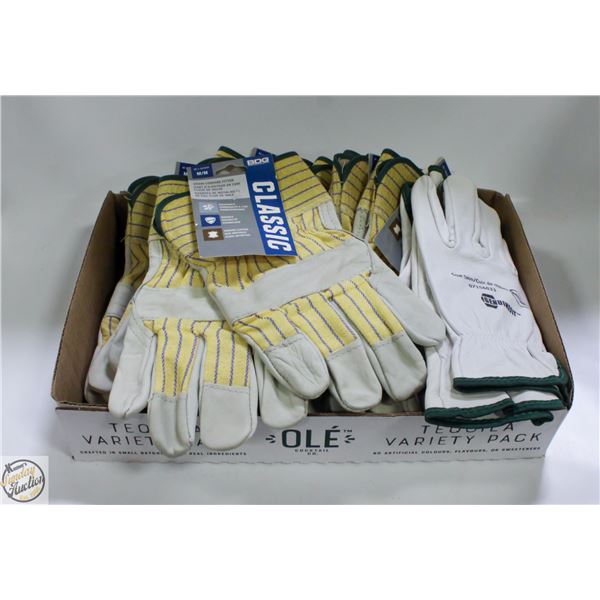 FLAT OF NEW ASSORTED SIZE M WORK GLOVES
