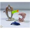 Image 1 : 1 MARBLE & 2 SOAPSTONE DOLPHINS