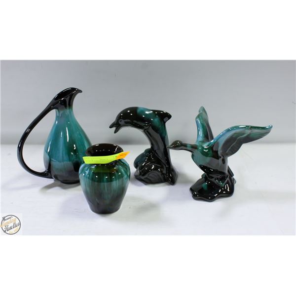 2 BLUE MOUNTAIN POTTERY + 2 REPLICA BMP PCS