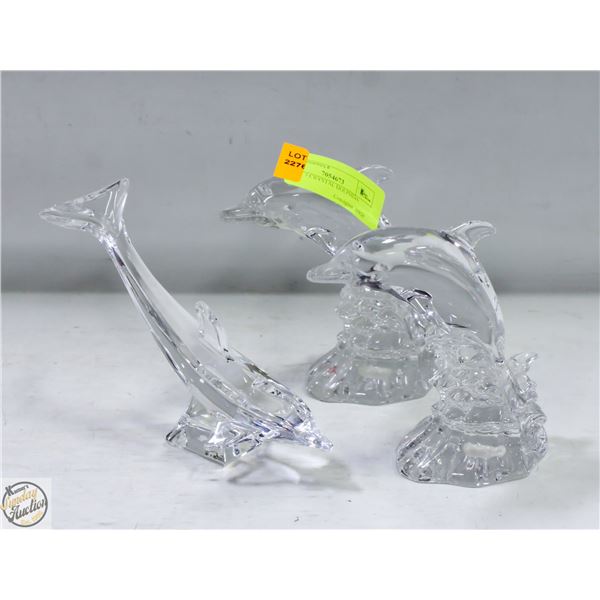 LOT OF 3 CRYSTAL DOLPHINS