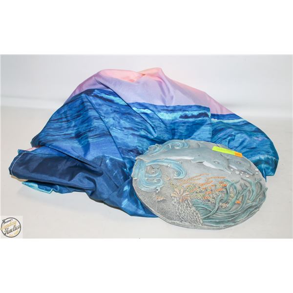 APPROX 6FT LONG OCEAN BEACH SCENE WALL-