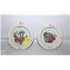 2 HAND CRAFTED FRAMES WITH CROSS STITCH/