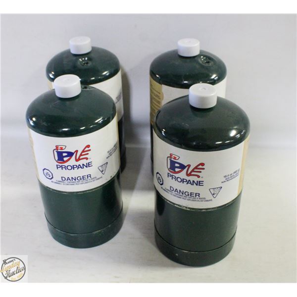 LOT OF 4 MINI GREEN PROPANE TANKS