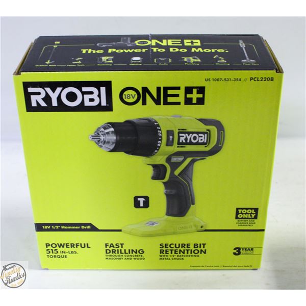 NEW RYOBI ONE 18 VOLT 1/2 HAMMER DRILL