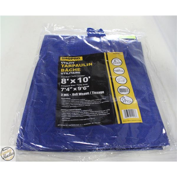 SHOPRO 8FT X 10FT UTILITY TARP - BLUE