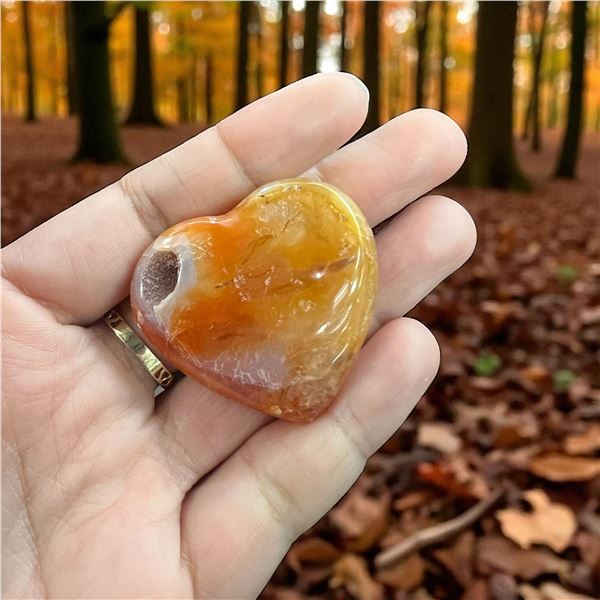 Carnelian Heart shaped Stone 1.3 Inch