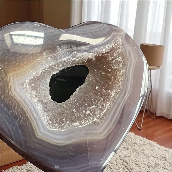 Agate Heart Shaped Stone with natural hole 3.2 inch