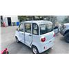 Image 2 : MECO WHITE & GREY, 4DR MINI ELECTRIC CAR, RUNS, SOME DAMAGE, NEEDS REPAIR *NO KEY, NO CHARGER*