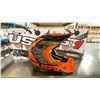Image 2 : PAIR OF JUST1 RACING J38 BLADE ECE22/05 OFF ROAD RACING HELMETS COLOR ORANGE, SIZE XL *IN BOX*