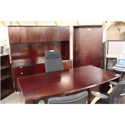 Mahogany Bowfront Executive Desk With Matching