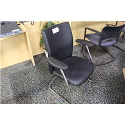 Black Leather Sled Base Client Chair