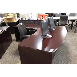 Mahogany Bowfront L Shaped Executive Desk