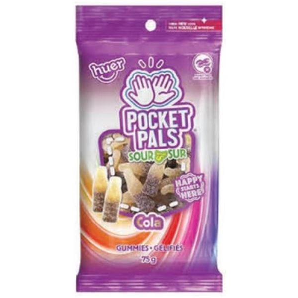 Huer Pocket Pals Sour Cola Gummies 75g Bag – 12 Count Case