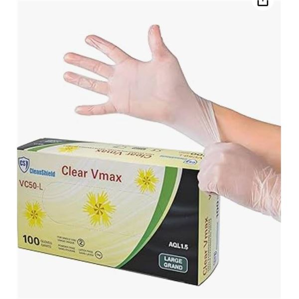 ClearShield VC50-L Vinyl Examination Gloves, 100 Count, Size Large