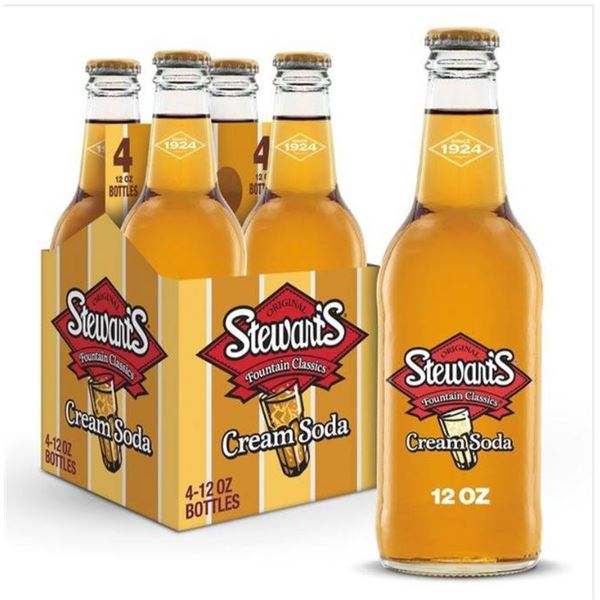 Stewart’s Fountain Classics Cream Soda 4-Pack, 335ml Glass Bottles