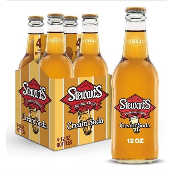 Stewart’s Fountain Classics Cream Soda 4-Pack, 335ml Glass Bottles