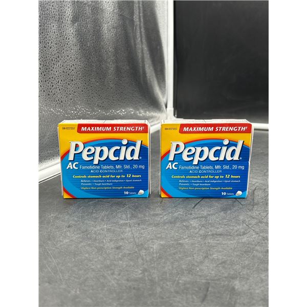 Lot of 2 Pepcid AC Maximum Strength Famotidine Tablets 20 mg, 10-Count,