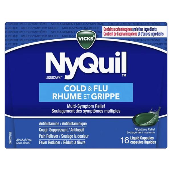 Vicks NyQuil Cold & Flu Relief, 16 Liquid Capsules