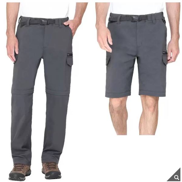 BC Clothing Men’s Convertible Pant in Charcoal Large 32″