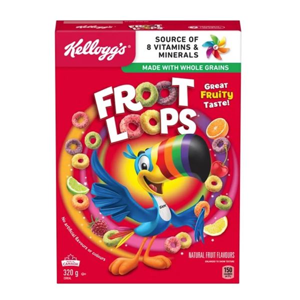Lot of 3 Kellogg’s Froot Loops Cereal, 320 g Each