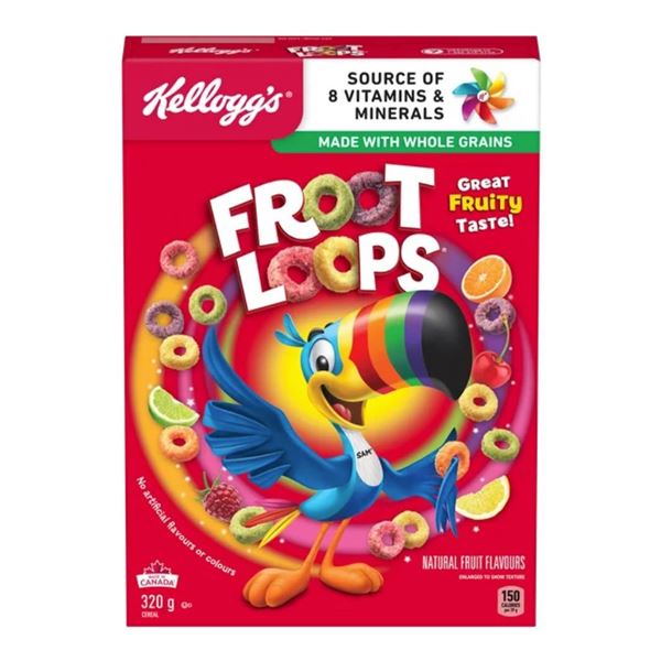 Lot of 3 Kellogg’s Froot Loops Cereal, 320 g Each