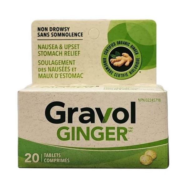 Gravol Ginger Chewable Tablets, 20 Tablets Each (Set of 2)