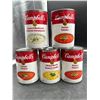 Image 1 : Lot of 5 Campbell’s Soup Cans, 284 ml Each, Various Flavors
