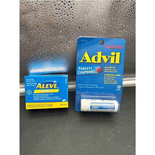 Lot of Aleve 220 mg Caplets (6 Count) and Advil 200 mg Tablets (10 Count Combo)