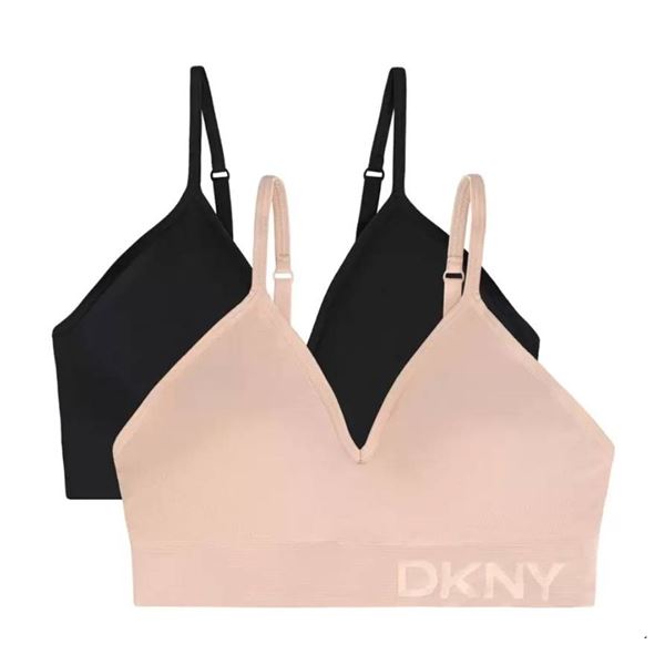 DKNY 2-Pack Seamless Bra with Convertible Straps, Size XL Black & Sand