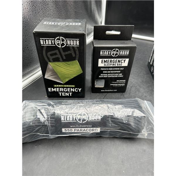 Ready Hour Emergency Tent, Sleeping Bag, and 550 Paracord Trio