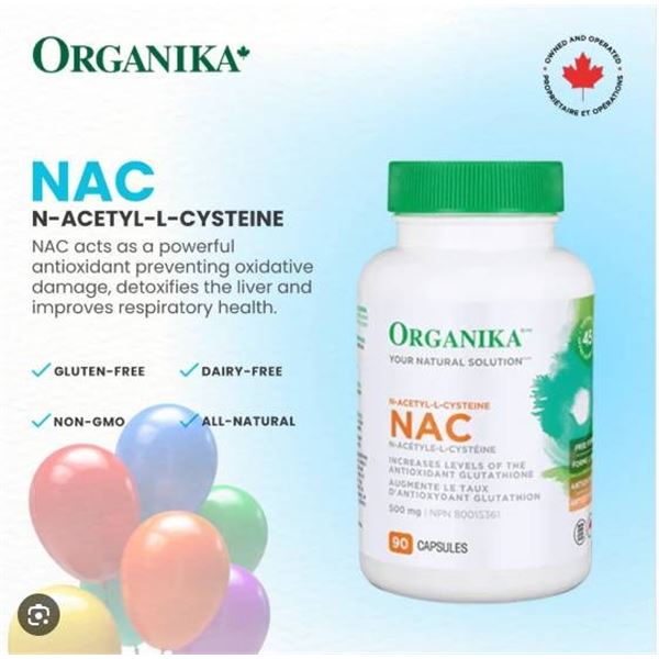 Organika NAC 500 mg Capsules, Two Bottles, 180 Capsules Each