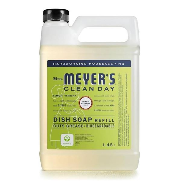 Mrs. Meyer’s Clean Day Dish Soap Refill, Cruelty Free Dishwashing Liquid, Lemon Verbena Sce
