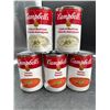 Image 1 : Lot of 5 Campbell’s Condensed Soups – Cream of Mushroom and Tomato Varieties