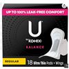 Image 1 : Lot of 3 U by Kotex Balance Regular Ultra Thin Pads 18 Count Each