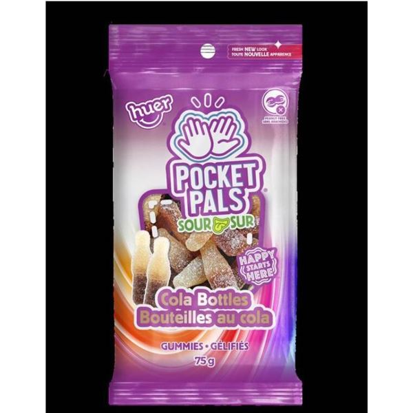 Huer Pocket Pals Sour Cola Gummies, 75g Each, Case of 12